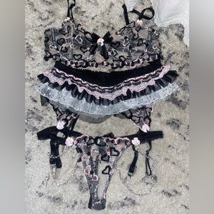 custom/ooak sweetheart tutu lingerie set sz small/ medium 34-36 a/b cup bra